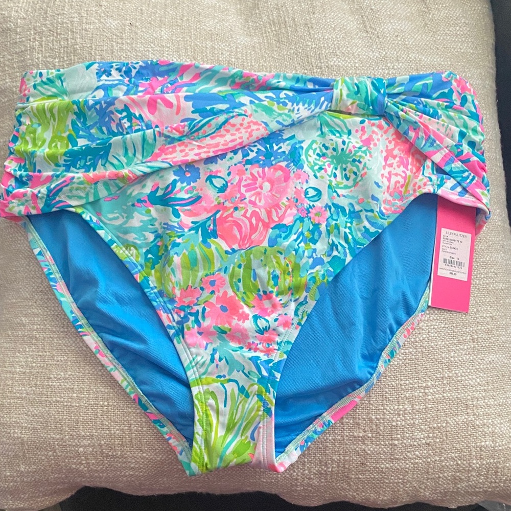 Lilly Pulitzer Multicolor Floral High-Waist Bikini Bottoms - Pink, Blue, Green